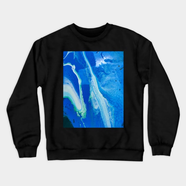 Ocean Themed Acrylic Pour Painting Crewneck Sweatshirt by dnacademic